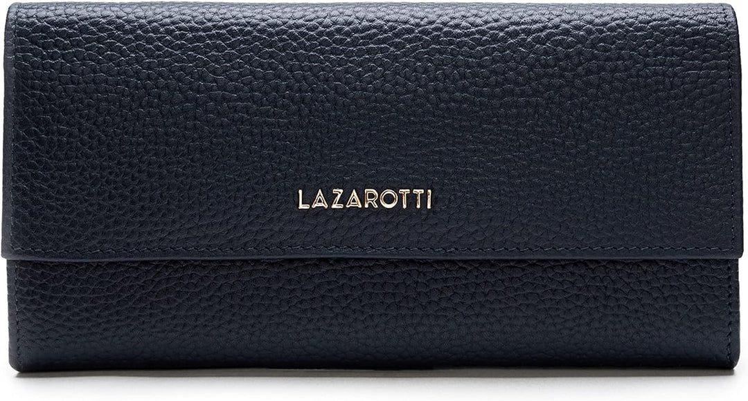 Lazarotti Bologna grosse Leder Geldbörse Damen | mit Druckknopf, grossem Reissverschlussfach, 12 Kar