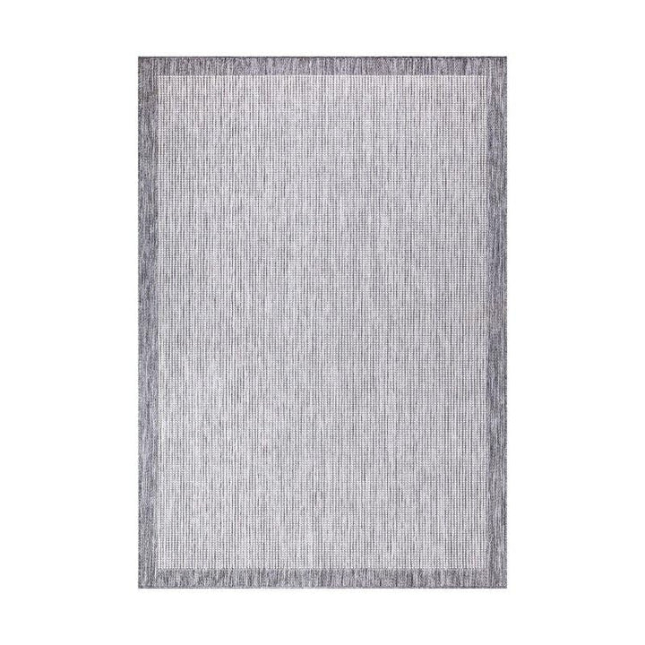 payé Outdoor Teppich Wetterfest - 200x290cm - Grau Weiss - Bordüre - Teppiche für Terrasse Balkon Ga