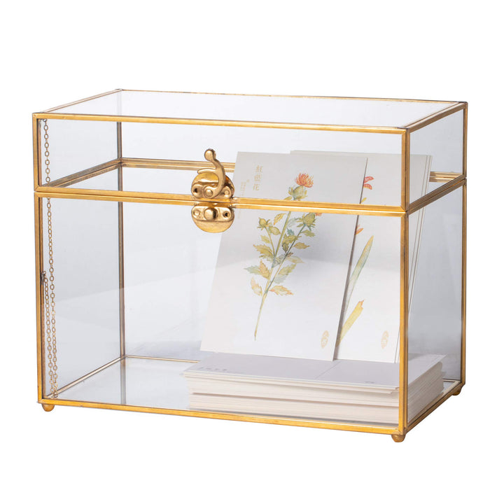 NCYP Glaskarten-Box, grosses geometrisches Terrarium, goldfarben, handgefertigt, Messing, Vintage, r