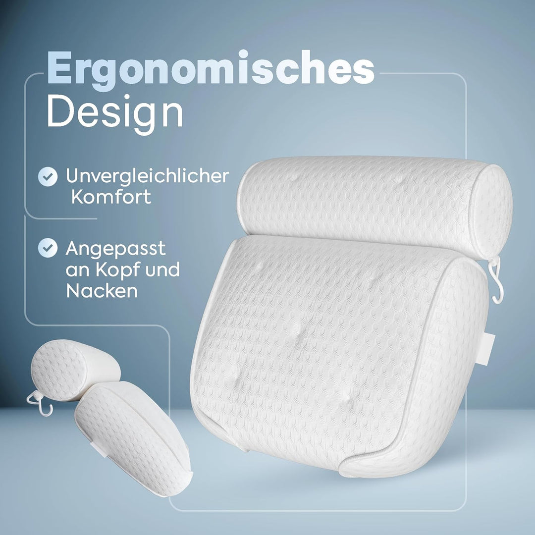Badewannenkissen • Ergonomisches &amp; Muskelentspannendes Premium Badekissen • Neuer 5D Spezial-Schaum