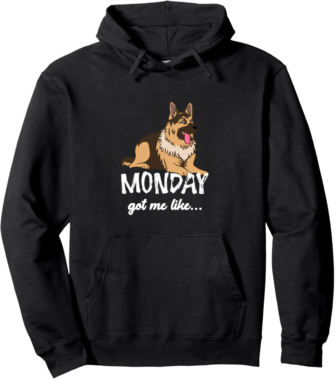 Montags bin ich wie ein belgischer Malinois-Hund Pullover Hoodie