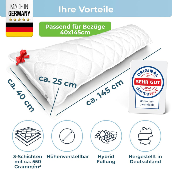 Rosenkern Seitenschläferkissen - [Made in Germany] Seitenschläferkissen 40 x 145 cm, Seitenschlä