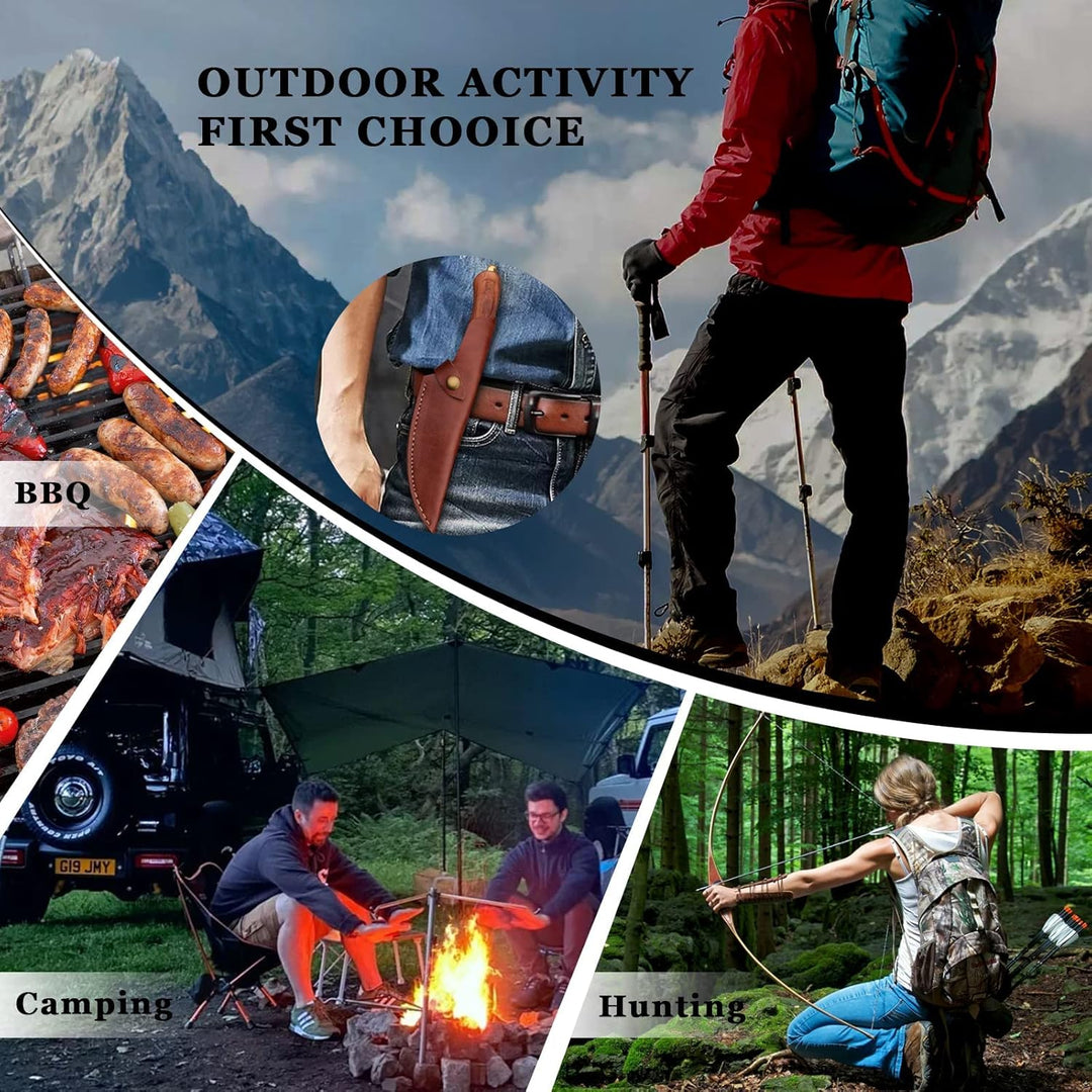 PURPLEBIRD Original Ausbeinmesser Wikinger Messer Handgeschmiedetes Japanisches Kochmesser mit Leder