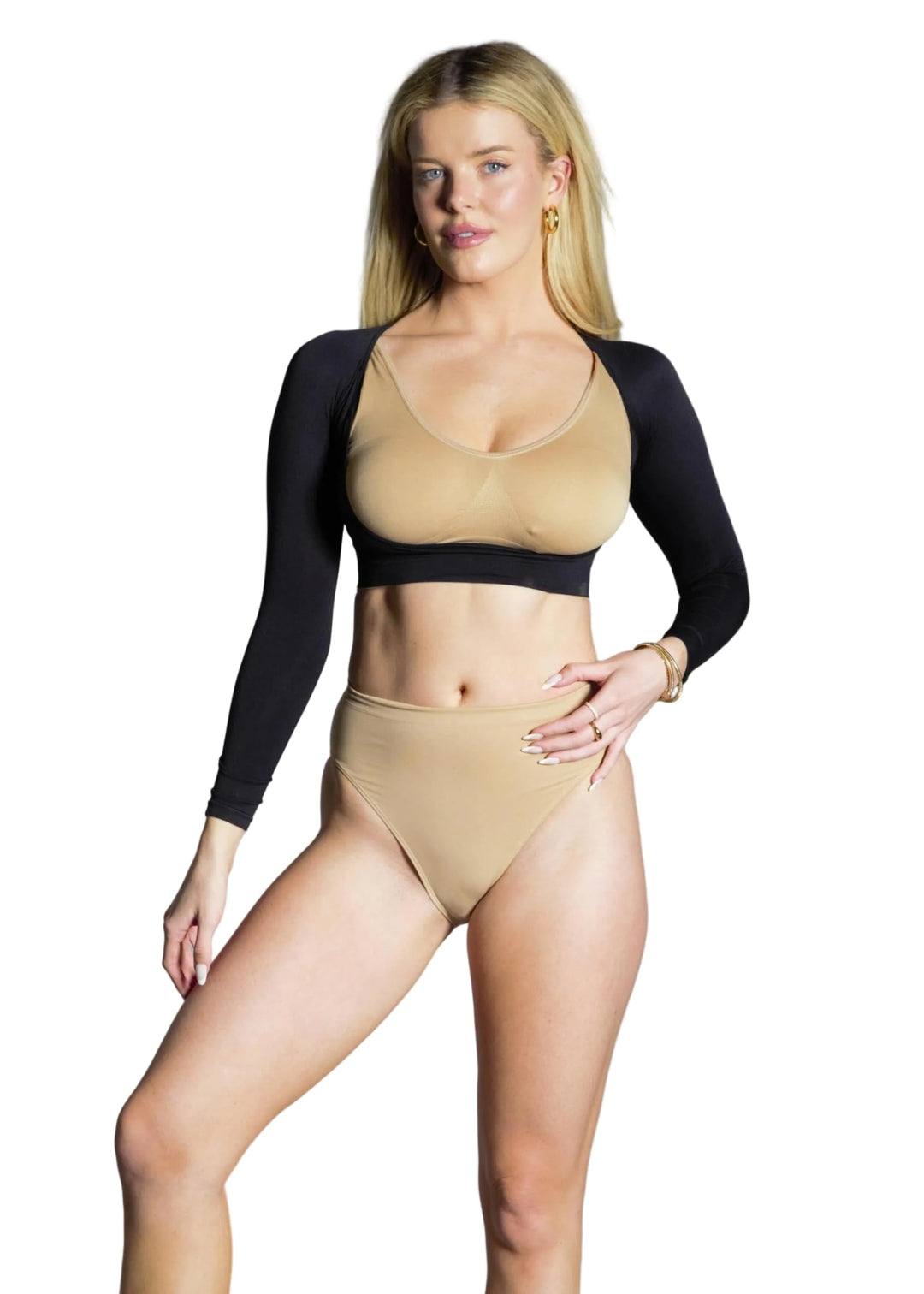 Rhonda Shear Damen Nahtloser Armformer in Übergrösse Shapewear Top XL Schwarz, XL Schwarz