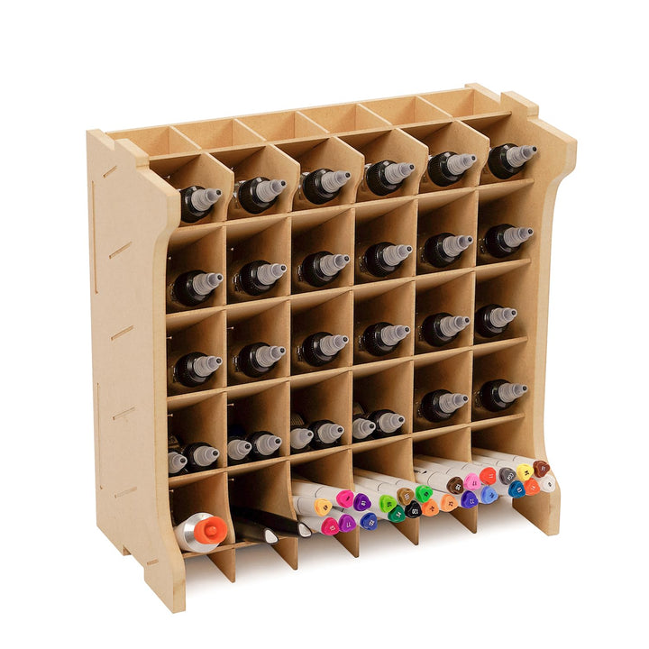 Bucasso Hölzern Modell Farbregal Organizer, Holzfarben Bastel-Farbregal MDF-Material für 30 Flaschen