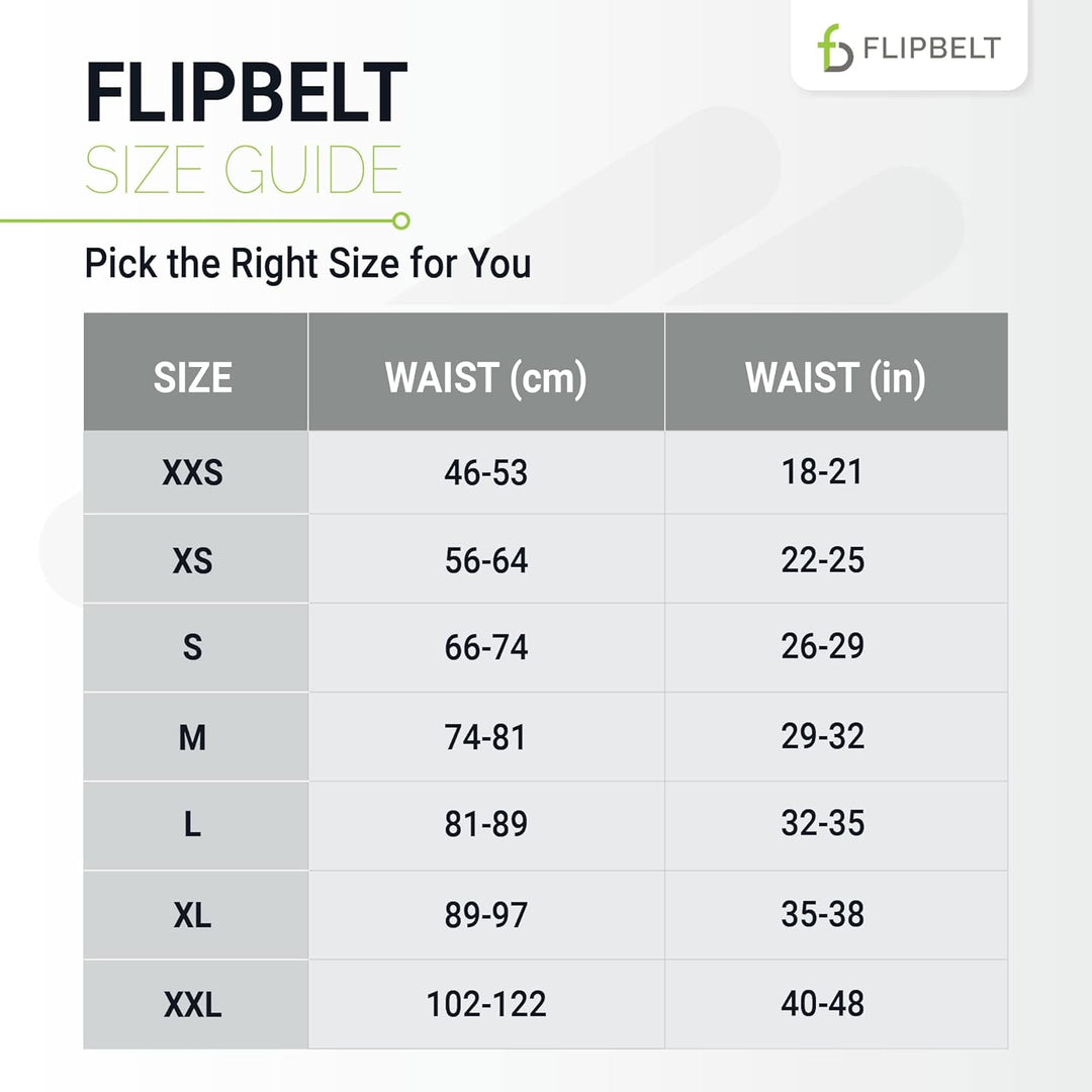FlipBelt Zipper - Laufgürtel für Handy & kleines Zubehör - Sport-Bauchtasche für Damen und Herren XS