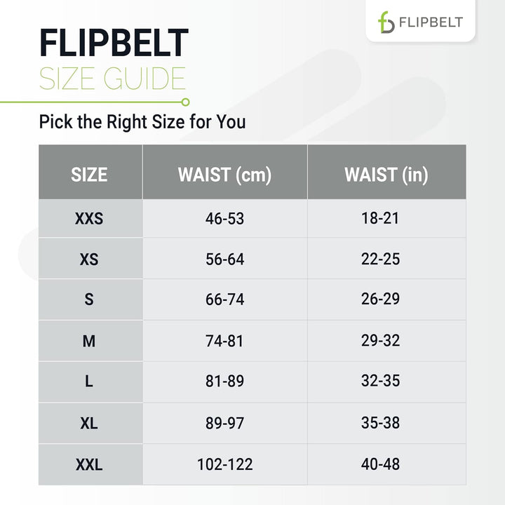 FlipBelt Zipper - Laufgürtel für Handy & kleines Zubehör - Sport-Bauchtasche für Damen und Herren XS