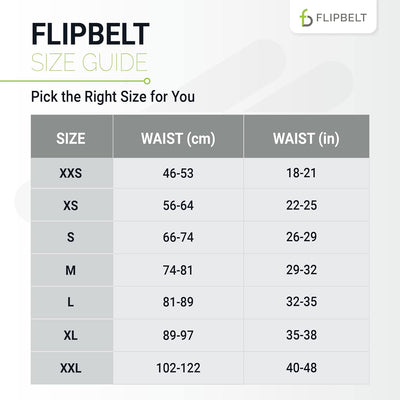 FlipBelt Zipper - Laufgürtel für Handy & kleines Zubehör - Sport-Bauchtasche für Damen und Herren M