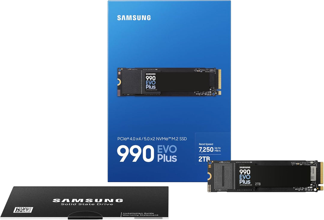 Samsung 990 EVO Plus NVMe M.2 SSD 2 TB, PCIe 4.0 x4 / PCIe 5.0 x2, NVMe 2.0 (2280), 7.250 MB/s Lesen