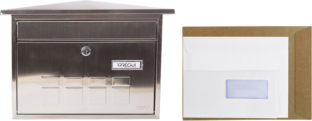 ARREGUI M105832 Deco E5707 Individueller Briefkasten aus rostfreiem Stahl, Grösse M (DIN A4 und Zeit