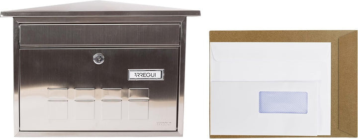 ARREGUI M105832 Deco E5707 Individueller Briefkasten aus rostfreiem Stahl, Grösse M (DIN A4 und Zeit