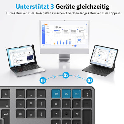 OMOTON Bluetooth Tastatur für Mac(MacBook/MacBook Air/MacBook Pro/iMac/iMac Pro/Mac Pro), wiederaufl