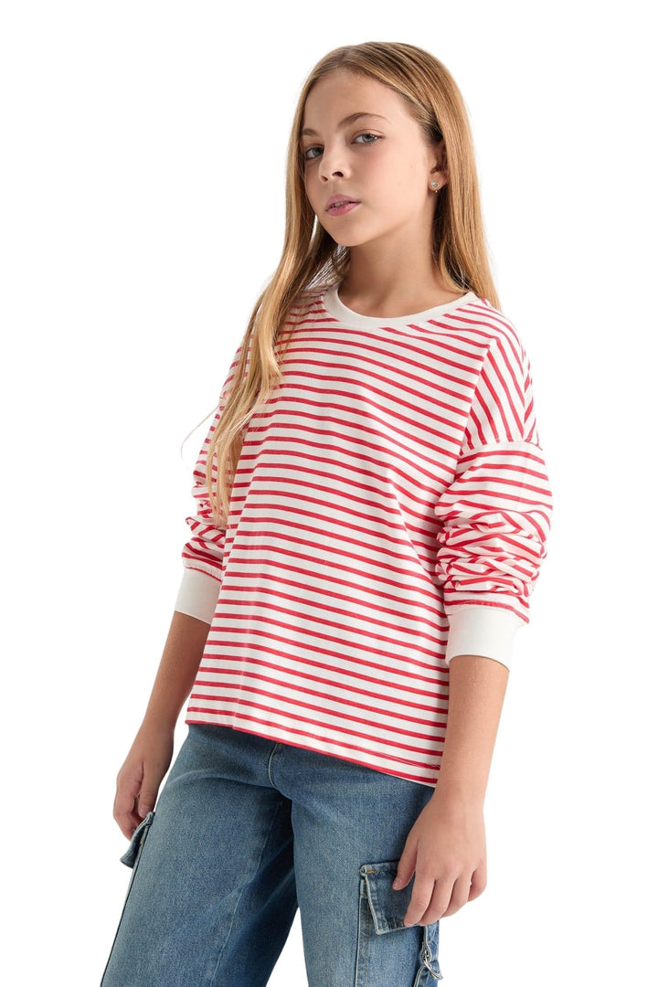 DeFacto Girl Regular Fit Langarm Gestricktes Kapuzen-Sweatshirt für Mädchen 11-12 Jahre Rot, 11-12 J