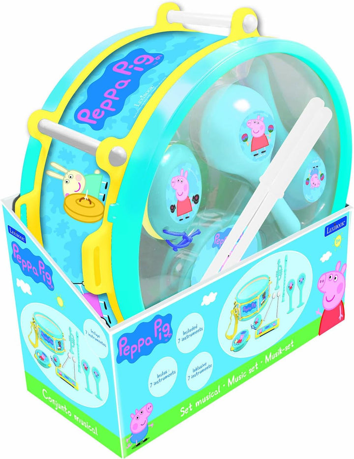 Lexibook, Peppa Pig, Set mit 7 Musikinstrumenten (Trommel, Maracas, Kastagnette, Mundharmonika, Bloc