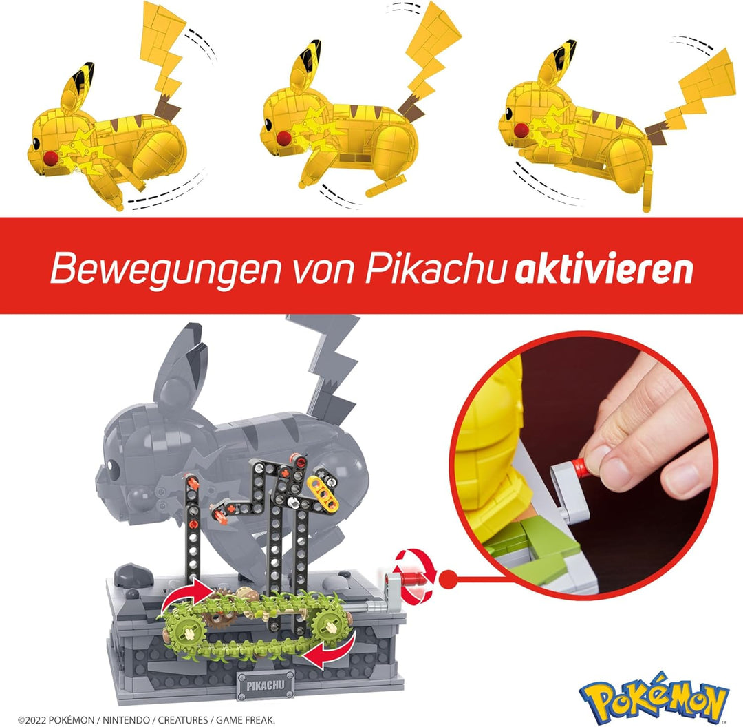 Mega Construx HGC23 - Pokémon Motion Pikachu, bewegliches Bauset, Sammler-Figur mit 1095 Teilen, Kon