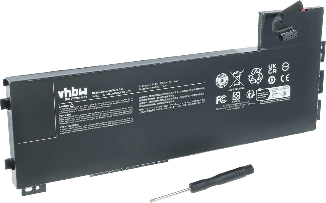 vhbw Akku kompatibel mit HP ZBook 15 G3(Y6J59ET), 15 G3 1KS13EC, 15 G3 M9R62AV Notebook (7700mAh, 11