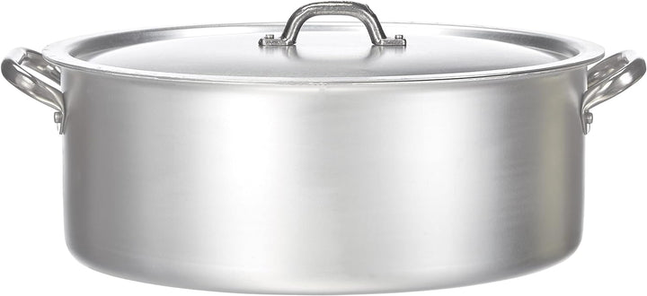 Pentole Agnelli Kochtopf oval mit Deckel, aus Aluminium, mit 2 Griffen aus Edelstahl, Silber 34x23x1