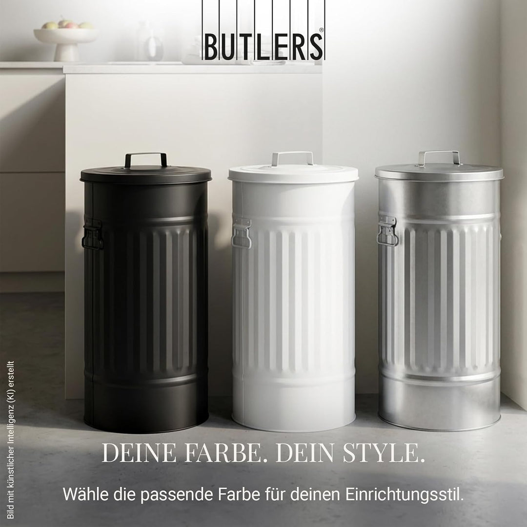 BUTLERS Retro Mülltonne Oskar 40l Mülleimer mit Deckel und Tragegriffen | Küche Abfalleimer ideal al