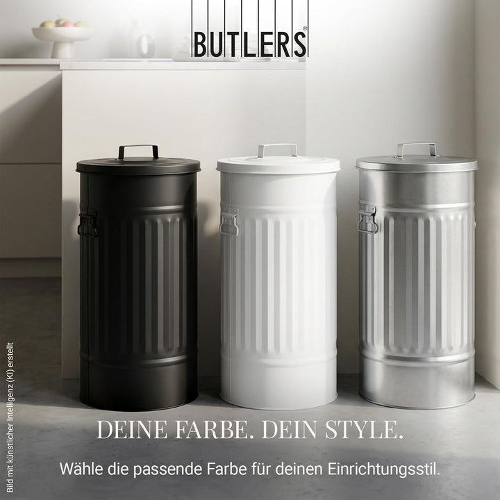 BUTLERS Retro Mülltonne Oskar 40l Mülleimer mit Deckel und Tragegriffen | Küche Abfalleimer ideal al