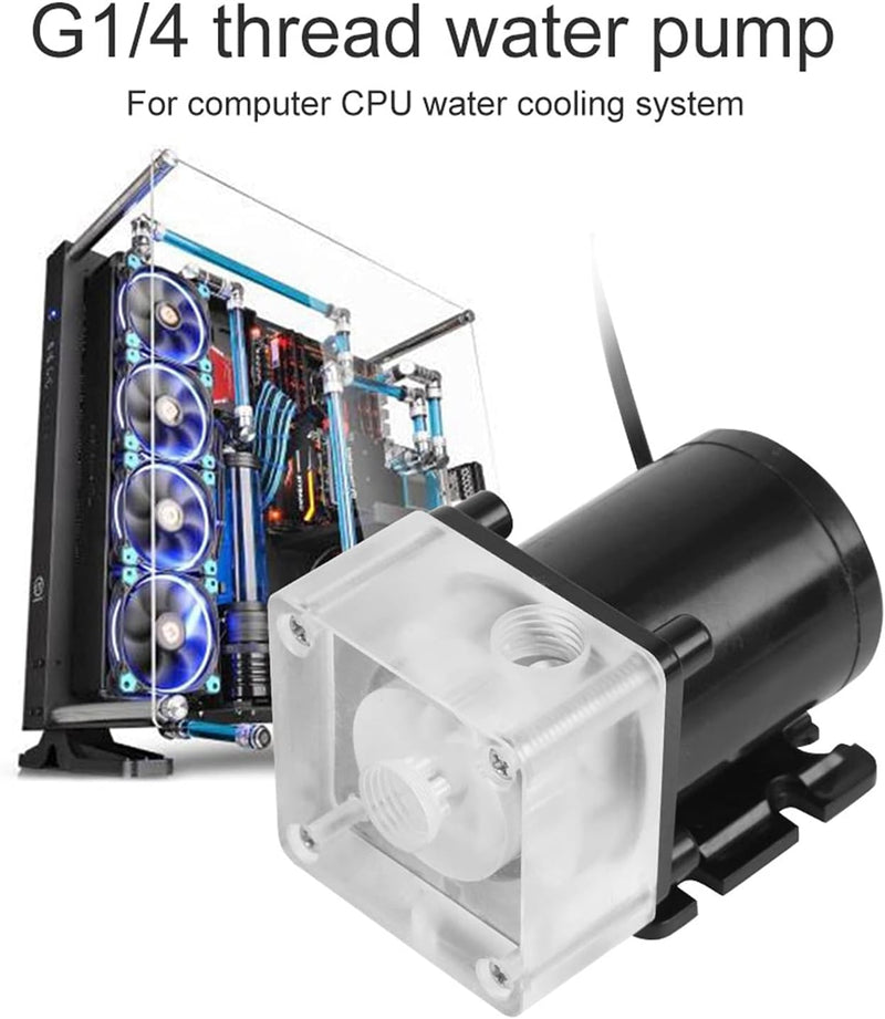 Wasserkühlpumpe, G1/4" Gewinde CPU Wasserpumpe Geräuschloses Computer Wasserkühlsystem Pumpe mit 4 M