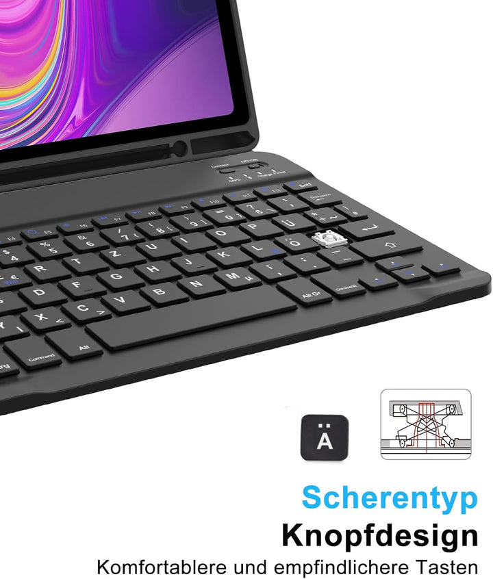SENGBIRCH Tastaturhülle für Samsung Galaxy Tab A9 Plus 11'' 2023 - QWERTZ Deutsche Tastatur Abnehmba