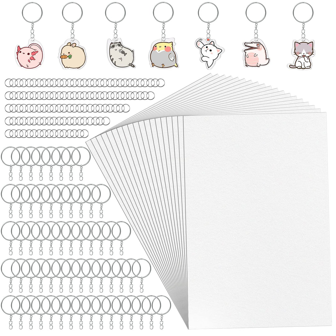 WOOWAIR 225 Stück Schrumpffolie Set, Inklusiv 25 Stück A4 Schrumpffolie zum Bemalen(20 x 29 cm), 100