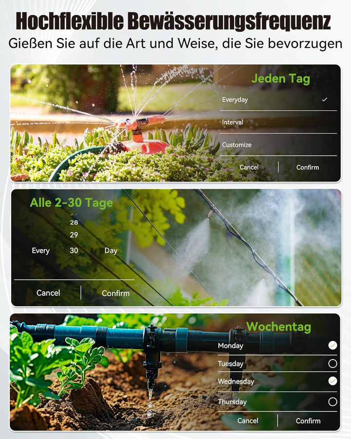 RAINPOINT Bewässerungscomputer WLAN 2 Ausgänge, Messingeinlass, Automatische Garten Bewässerungsuhr