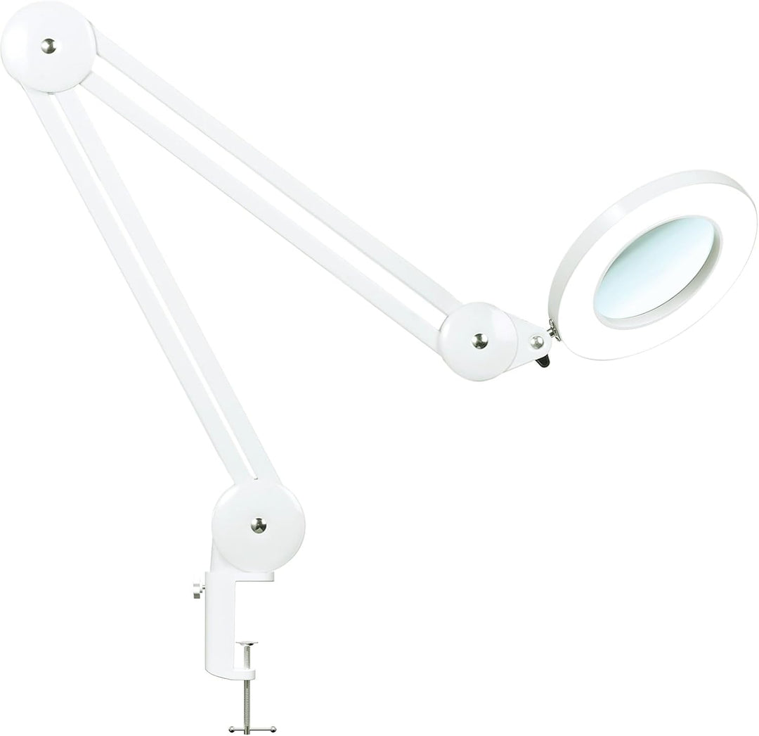 Beyamz LED Lupenleuchte, Arbeitsplatzlampe, 5 Dioptrien Lupe mit Licht - mit Klemme, Schwenkarm, Dim
