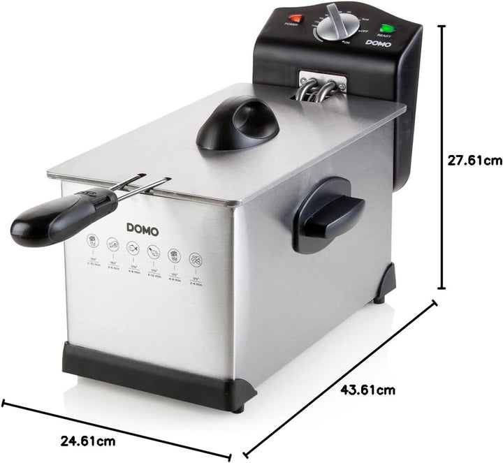 DOMO DO514FR Fritteuse - Elektrische Fritteuse Edelstahl - 3 L - 2000 W