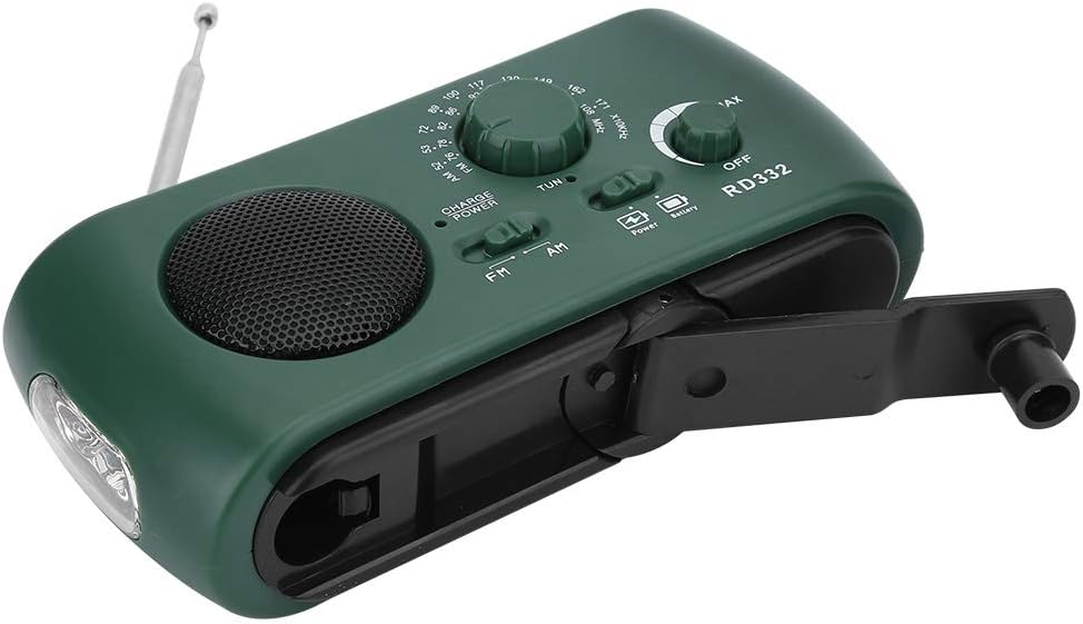 Solar Handkurbel AM/FM-Radio mit LED-Taschenlampe Notruf-Ladegerät (dunkelgrün) 3-LED für Taschenlam