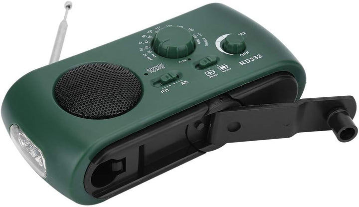Solar Handkurbel AM/FM-Radio mit LED-Taschenlampe Notruf-Ladegerät (dunkelgrün) 3-LED für Taschenlam