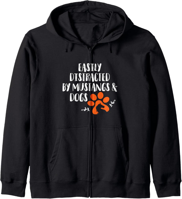 Easily Distracted By Mustangs And Dogs - Funny Animal Lover Kapuzenjacke