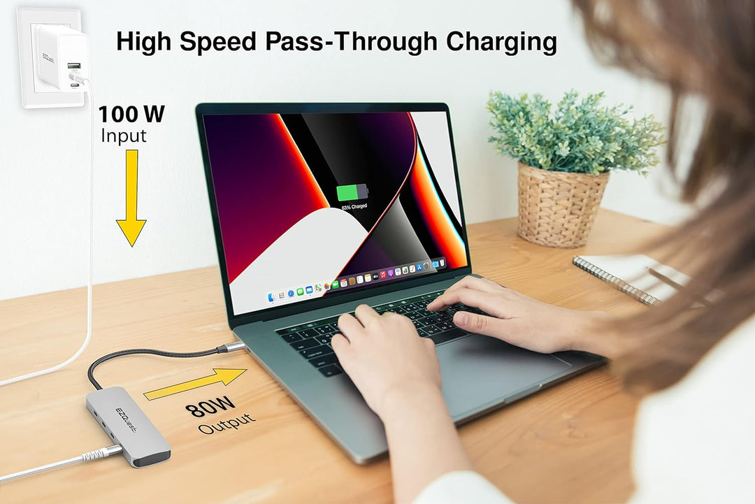 EZQuest USB-C Gen 2 Hub Adapter 7-Anschlüsse – 3X USB-C 10Gbs Gen 2, 3X USB 3.0 5Gbs Ports und 1x US
