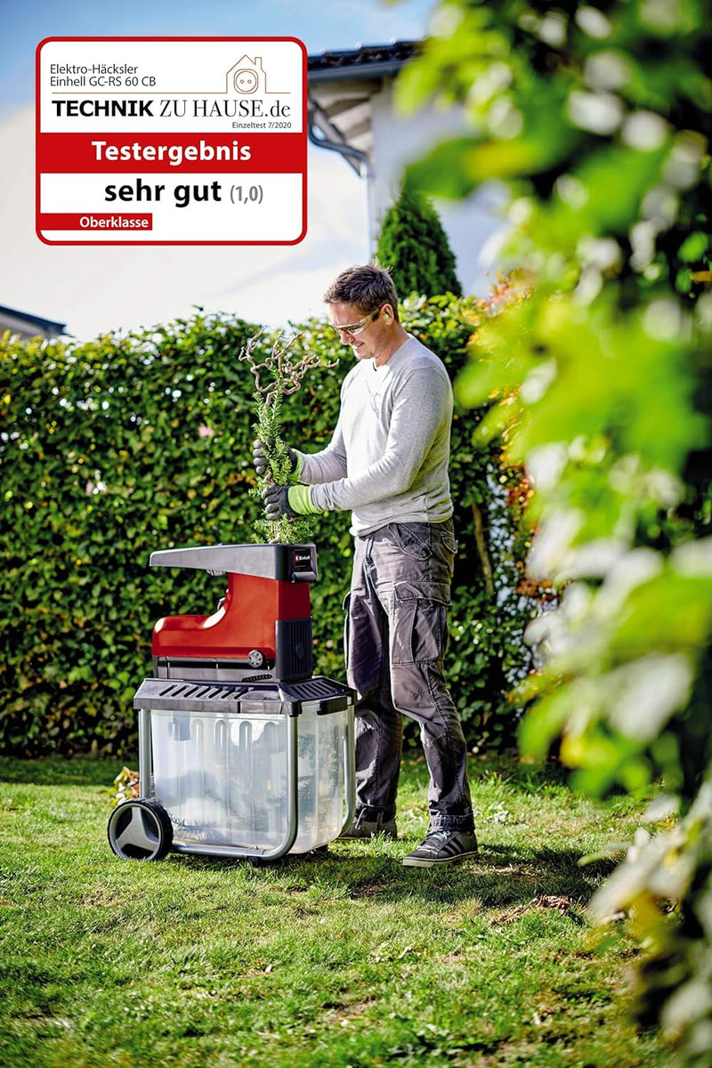 Einhell Elektro-Leisehäcksler GC-RS 60 CB (2800 W, max. 45 mm Aststärke, Schneidwalze, grosse Tricht