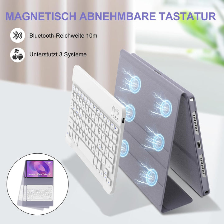 IVEOPPE Hülle mit Tastatur für Lenovo Idea Tab 11" 2025, Bluetooth Abnehmbare Magnetisch QWERTZ Tast