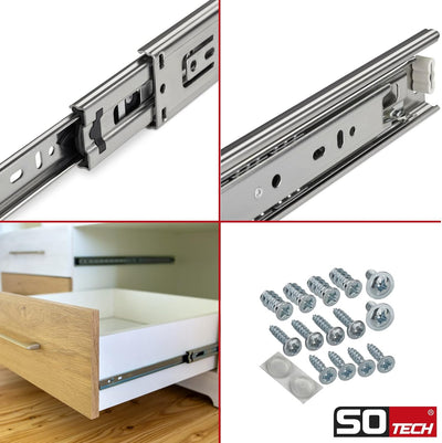 SOTECH 1 Paar Vollauszüge KV1-45-H45-L550-NF-MS 550 mm Standardausführung, Traglast 45 kg, Teleskops