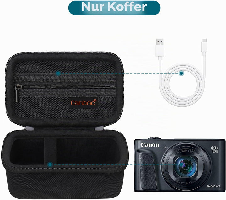 Canboc Tragetasche für Canon PowerShot SX740 SX730 SX720 SX620 V1 G7X Digitalkamera, Point and Shoot