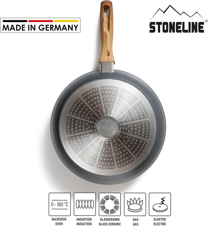 STONELINE Back to Nature Bratpfanne 28 cm, Made in Germany, antihaft beschichtete Pfanne mit echten
