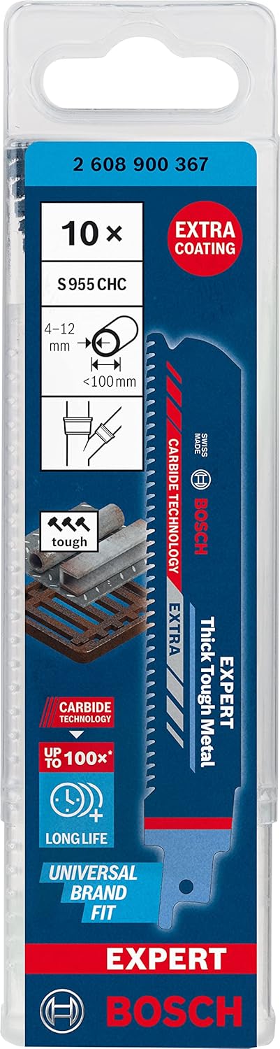 Bosch Professional 10x Expert ‘Thick Tough Metal’ S 955 CHC Säbelsägeblatt (für Zäher Stahl, Gusseis