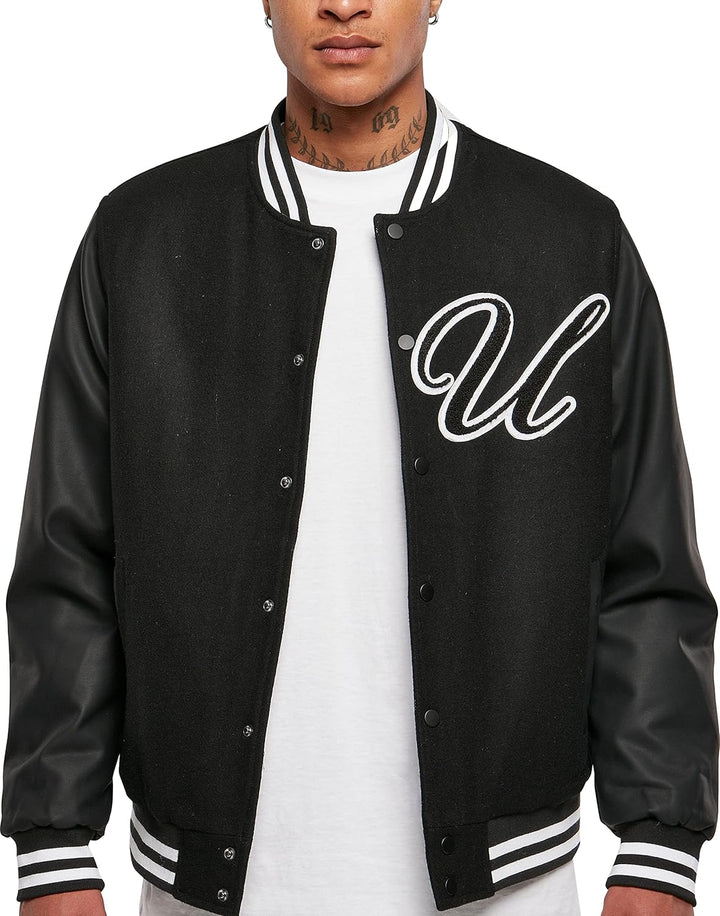 Urban Classics Herren Big U College Jacket M Schwarz, M Schwarz