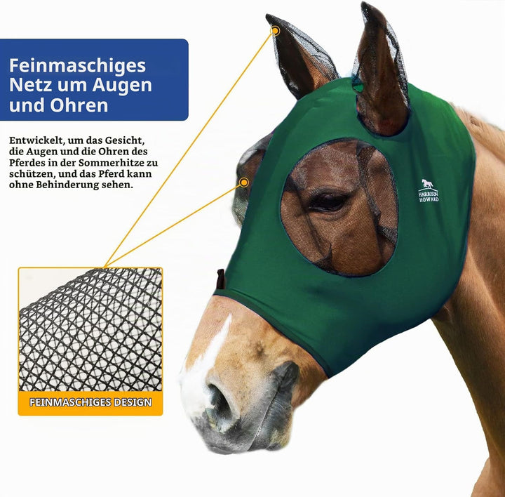 Harrison Howard Super Comfort Stretchy Fly Mask Large Eye Space with UV Protection Soft on Skin with