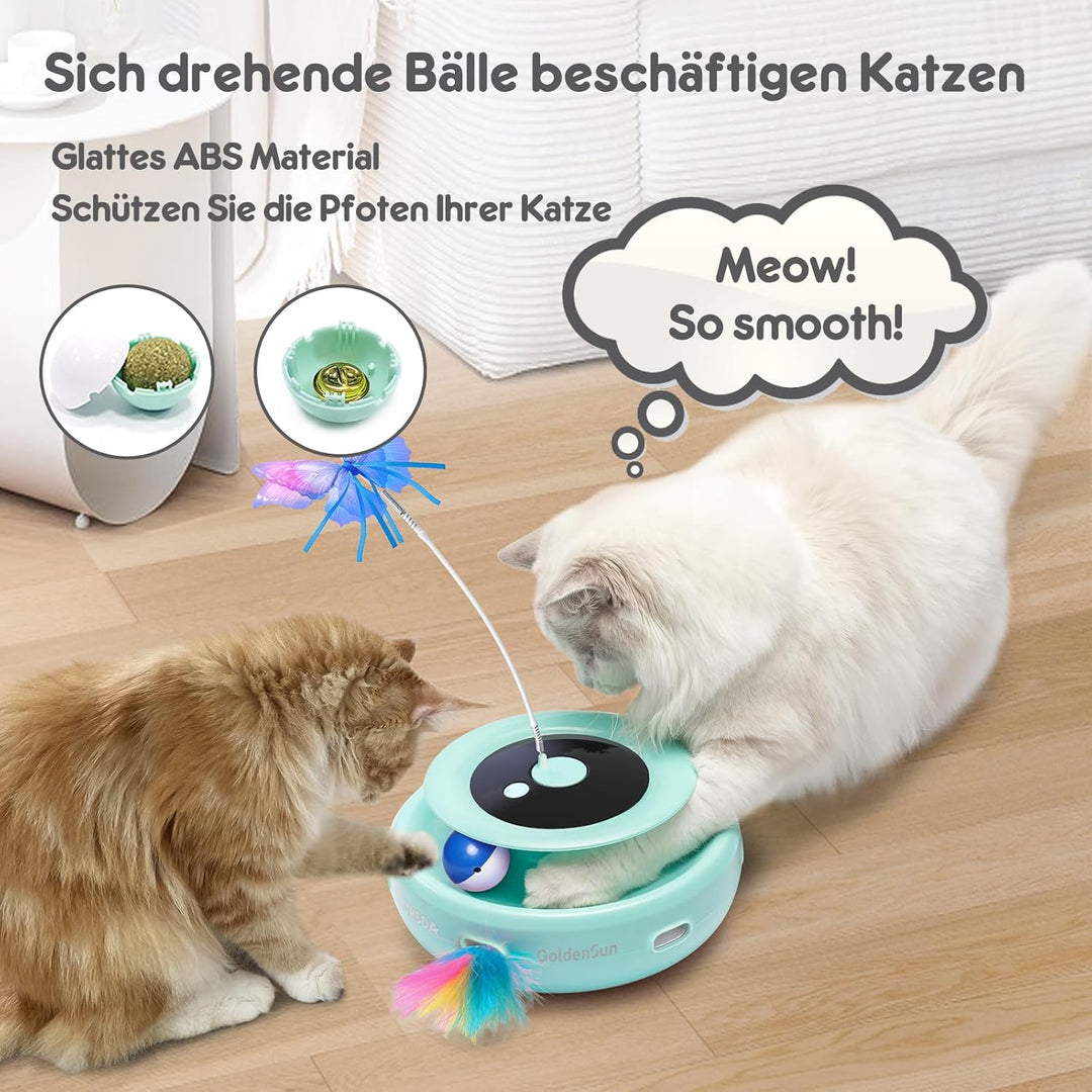 GoldenSun 3 in 1 Katzenspielzeug, Interaktives Elektrisch Automatischer Spielzeug für Katzen, Whack-