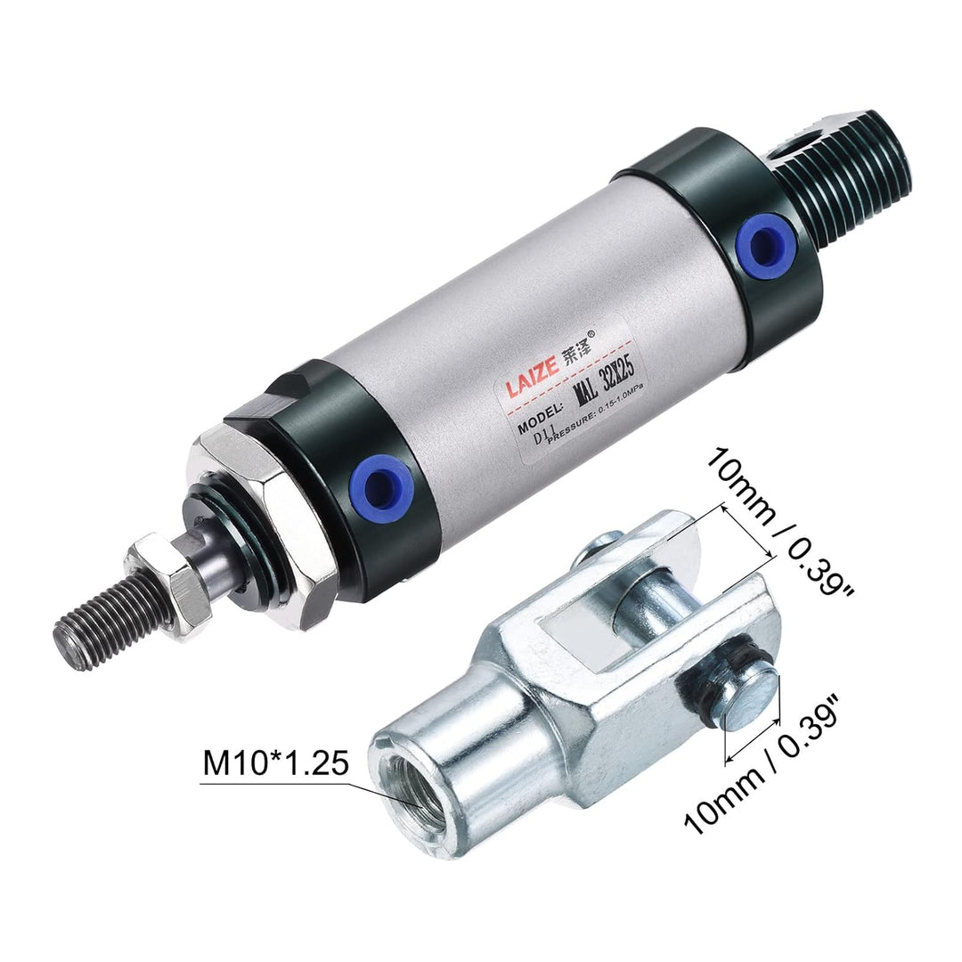 sourcing map Pneumatikzylinder MAL32X25 32mm 25mm mit Y Stecker 4Stk Schnellmontage Set