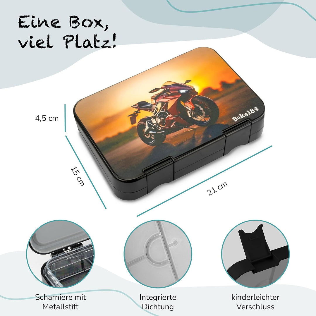 Brotdose Kinder mit Fächern - Bento Box auslaufsicher - robust - BPA Frei Lunchbox - Brotbox für Sch