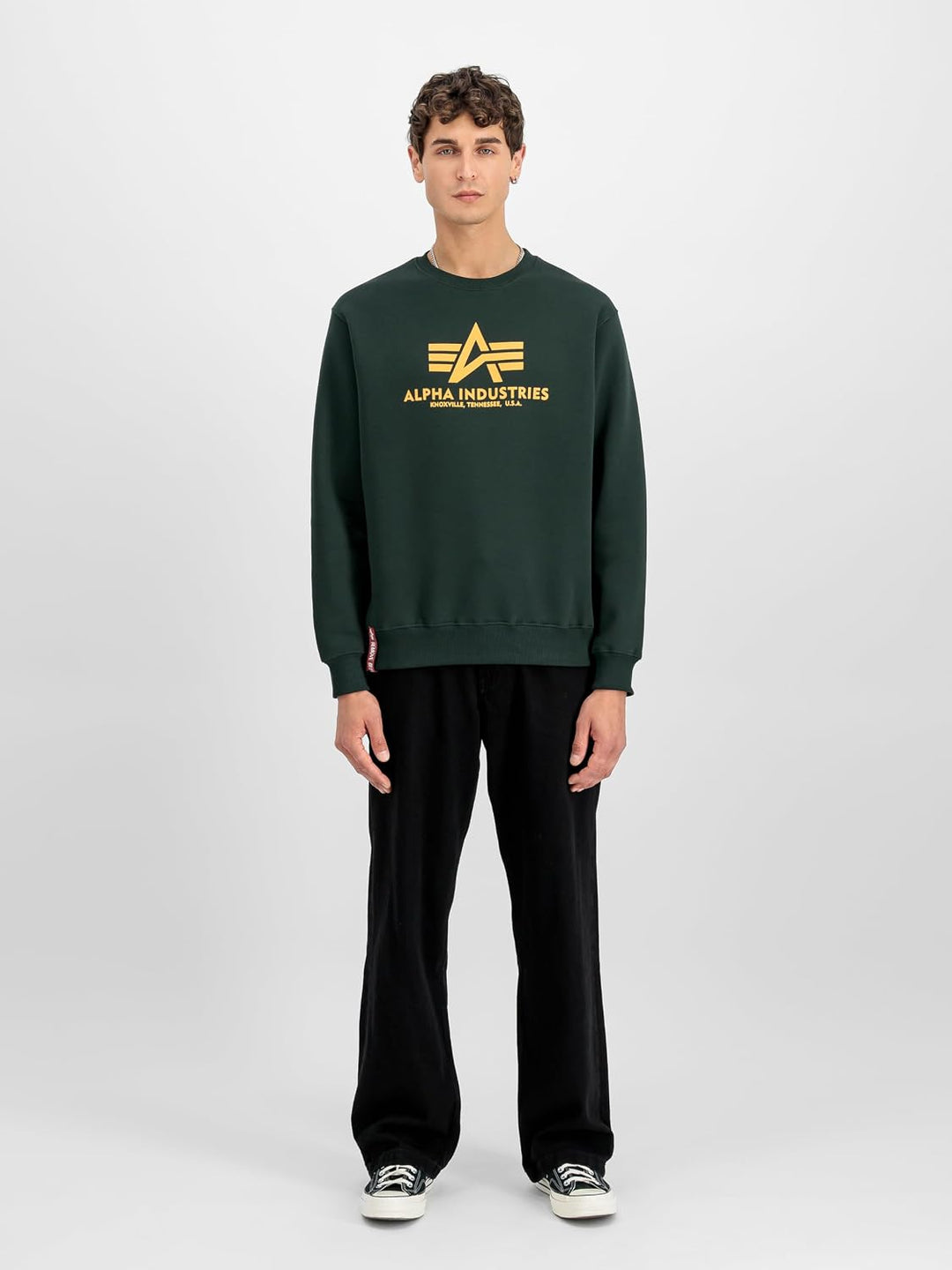 Alpha Industries Herren Basic Big Logo Sweatshirt XXS Dark Petrol, XXS Dark Petrol