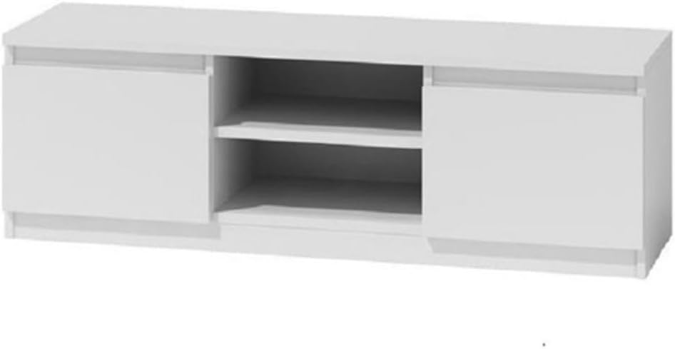 VBChome TV-Schrank 140 x 40 x 36 cm Weiss Griffelose Tv-Regal Fernsehtisch mit 2 Türen Holz Mehrzwec