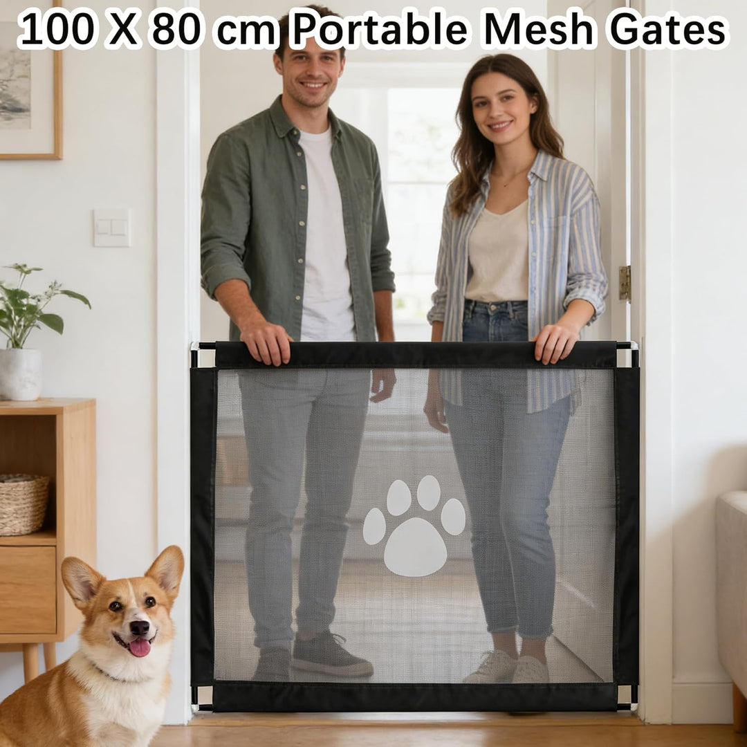 SUQ Hunde Treppenschutzgitter mit Eisenrohren, 100 * 80 CM Hundegitter Sicherheit Selbstmontage Türg