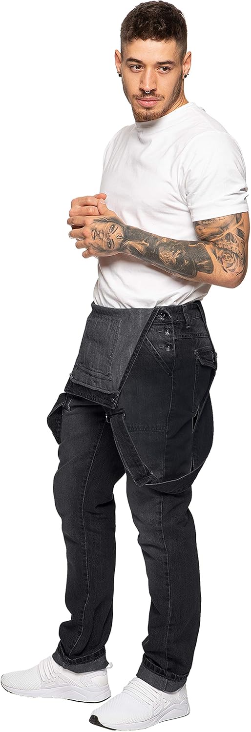 989Zé ENZO Latzhose für Herren, Jeansblau, Arbeitsmode, Latzhose, lässiger Overall, Jeans, Taillengr