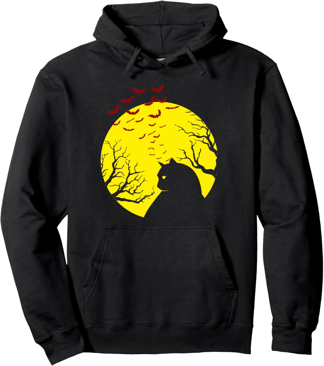 Katzen-Fledermäuse Halloween Nacht Spukter Vollmond Aberglau Pullover Hoodie
