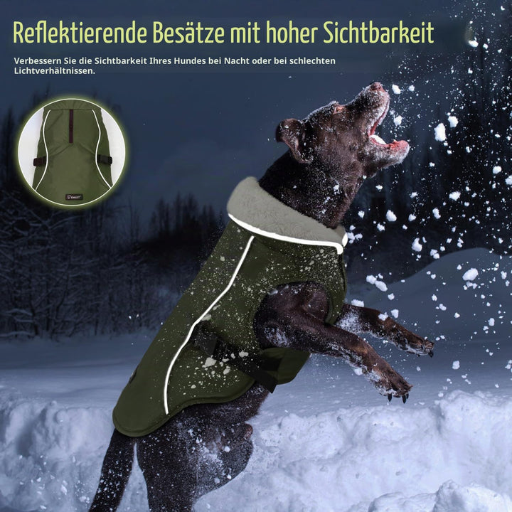EMUST Kälteschutzmantel für Hunde, mit Fleecefutter, für kleine/mittlere Grössen, wasserabweisende,